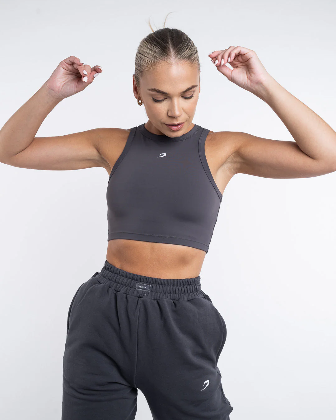 Essentials Racer Crop Top - Charcoal - Image 3